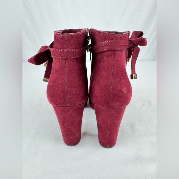LC by Lauren Conrad Maroon Zippered Booties with Bow Detail - Picture 2 of 7